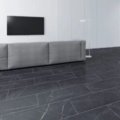 FAUS Black Marble - Industry Tile 8mm Laminate Flooring (217071)