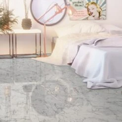 Liberty Floors Carrara Marble - Lustre Stone 8mm High Gloss Laminate Flooring (223773) -Laminate Flooring Sales Store carrara marble lustre stone 8mm high gloss laminate flooring 223773 p90003 207839 image