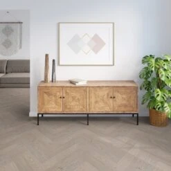Liberty Floors Grey Mist Oak - Manor Herringbone Parquet 14mm Engineered Real Wood Flooring (249870) -Laminate Flooring Sales Store grey mist oak manor herringbone parquet 14mm engineered real wood flooring 249870 p108537 235985 image