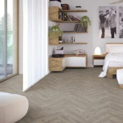 Liberty Floors Grey Oak - Herringbone SPC 5.5mm Rigid Core Vinyl Flooring (219442) -Laminate Flooring Sales Store grey oak herringbone spc 5 5mm rigid core vinyl flooring 219442 p85858 208717 image