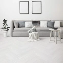 Liberty Floors Misty White Oak - Lifestyle SPC Herringbone 5.5mm Rigid Core Vinyl Flooring (275821)