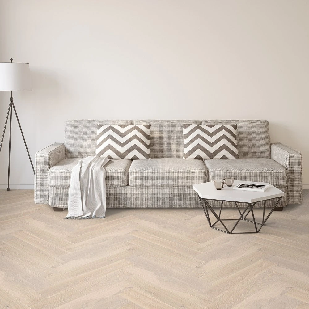 Liberty Floors Pearl White Oak - Manor Herringbone Parquet 14mm Engineered Real Wood Flooring (249872) 3 Liberty Floors Pearl White Oak - Manor Herringbone Parquet 14mm Engineered Real Wood Flooring (249872)