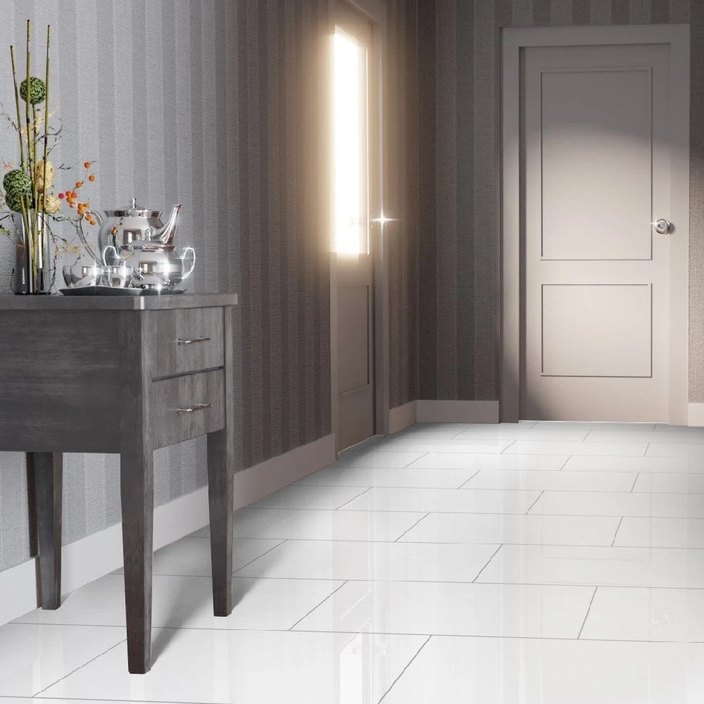 Liberty Floors White - Lustre Stone 8mm High Gloss Laminate Flooring (223770) 3 Liberty Floors White - Lustre Stone 8mm High Gloss Laminate Flooring (223770)