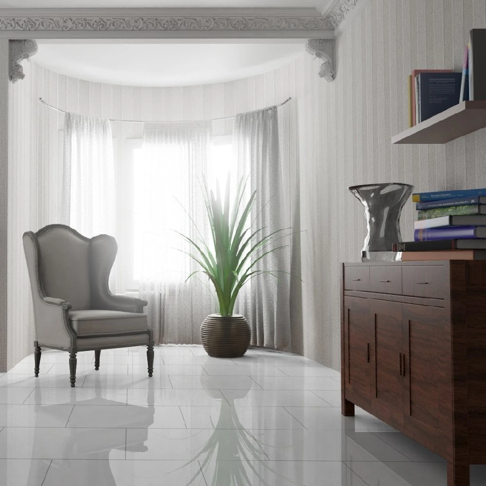 Liberty Floors White - Lustre Stone 8mm High Gloss Laminate Flooring (223770) 6 Liberty Floors White - Lustre Stone 8mm High Gloss Laminate Flooring (223770) - Image 4